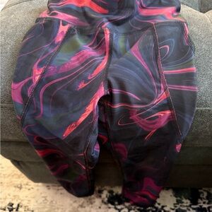 Old Navy Kids Black and Pink Swirl Leggings